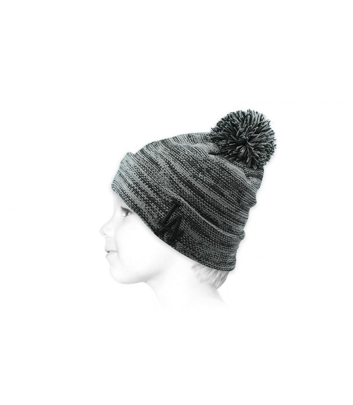 bonnet pompon LA gris Bonnet Kids LA Marl gray black